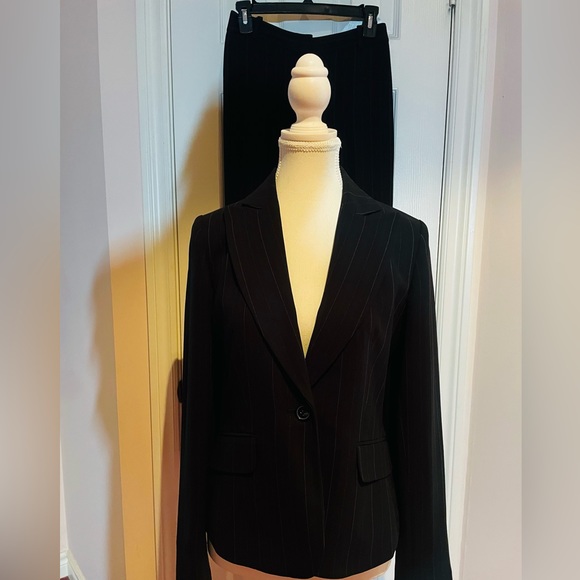 Ann Taylor Pinstripe Black Power Suit and Pants Set - Picture 2 of 6